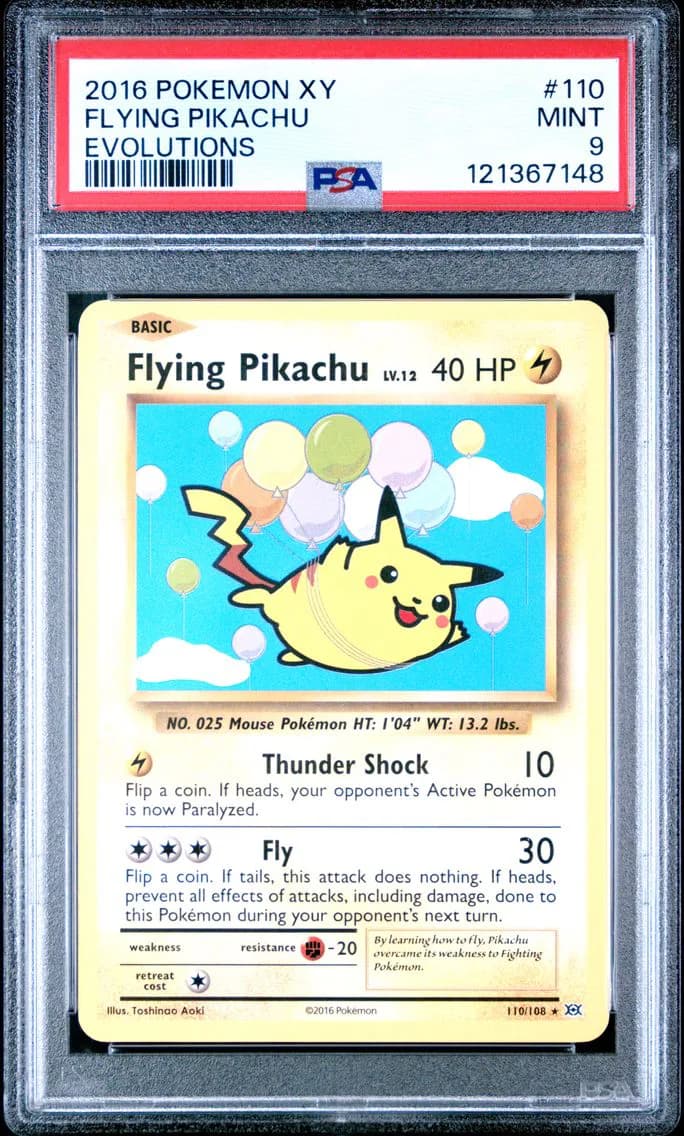 Flying Pikachu, XY Evolutions, PSA 9