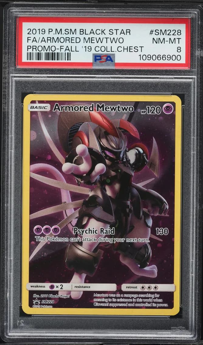 Armored Mewtwo, SM Black Star Promo, PSA 8