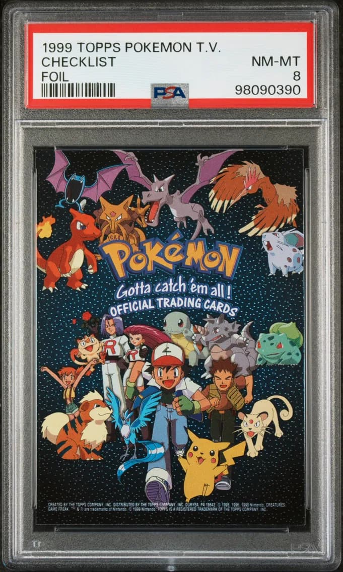 Checklist, Topps Pokemon TV, PSA 8
