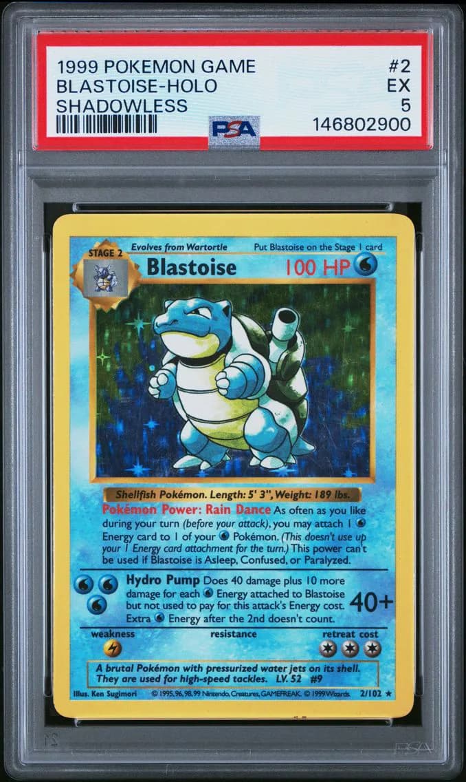 Blastoise-Holo Shadowless, Game, PSA 5