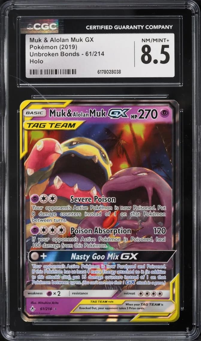 Muk & Alolan Muk GX, Unbroken Bonds, CGC 8.5