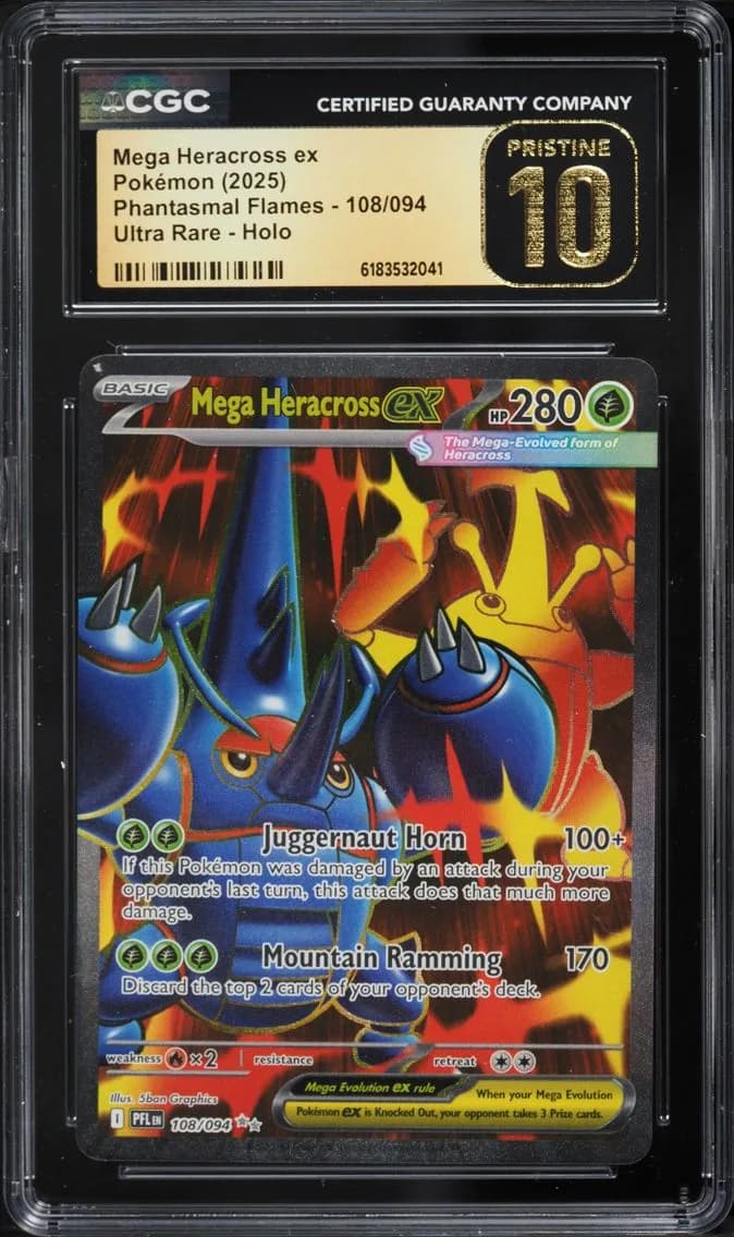 Mega Heracross Ex, Phantasmal Flames, CGC 10