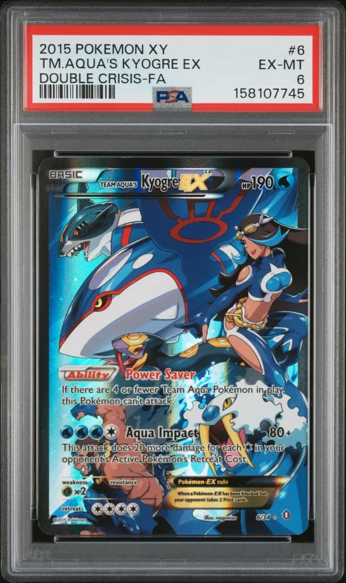 Team Aqua's Kyogre EX, XY Double Crisis, PSA 6