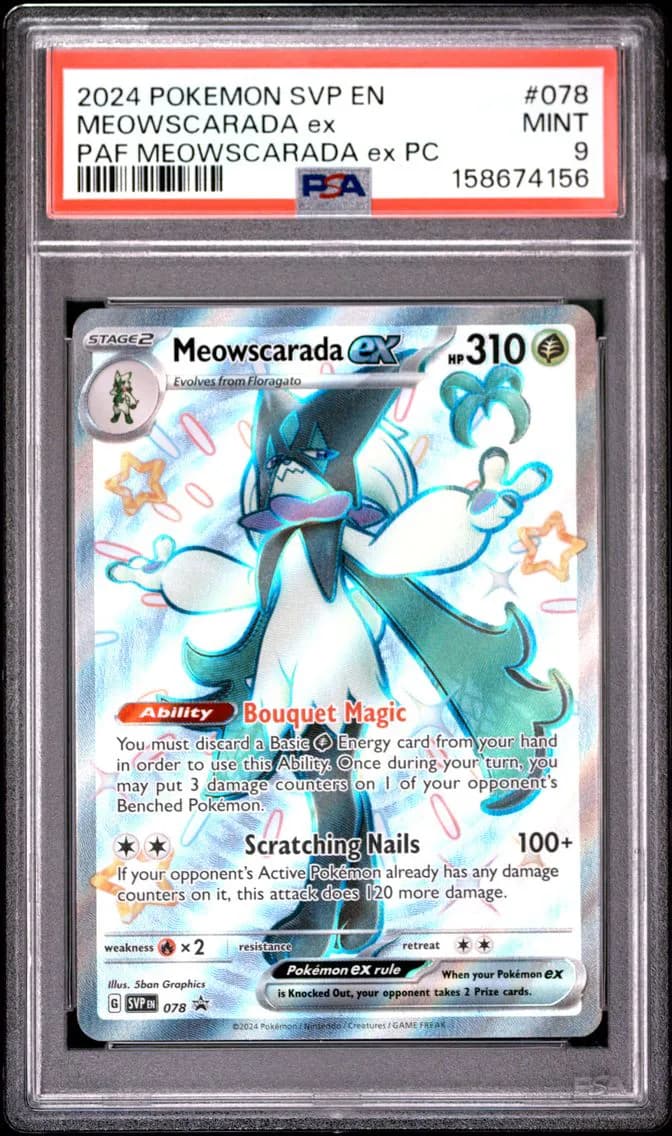 Meowscarada EX, SV Black Star Promo, PSA 9