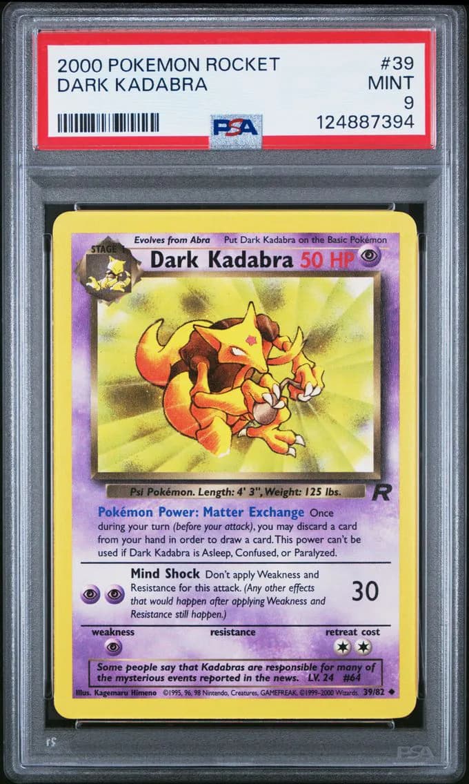 Dark Kadabra, Rocket, PSA 9