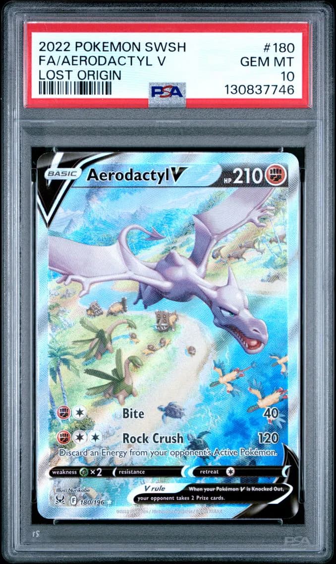 Aerodactyl V, Sword & Shield Lost Origin, PSA 10