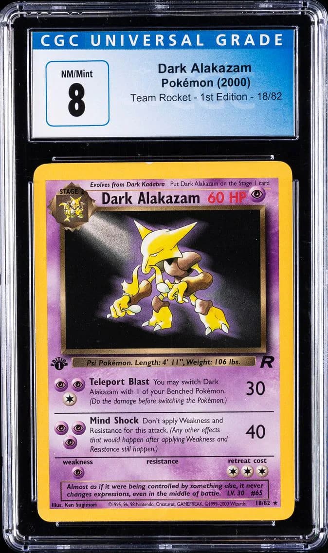Dark Alakazam 1st Edition, Team Rocket - 1st Edition, CGC 8