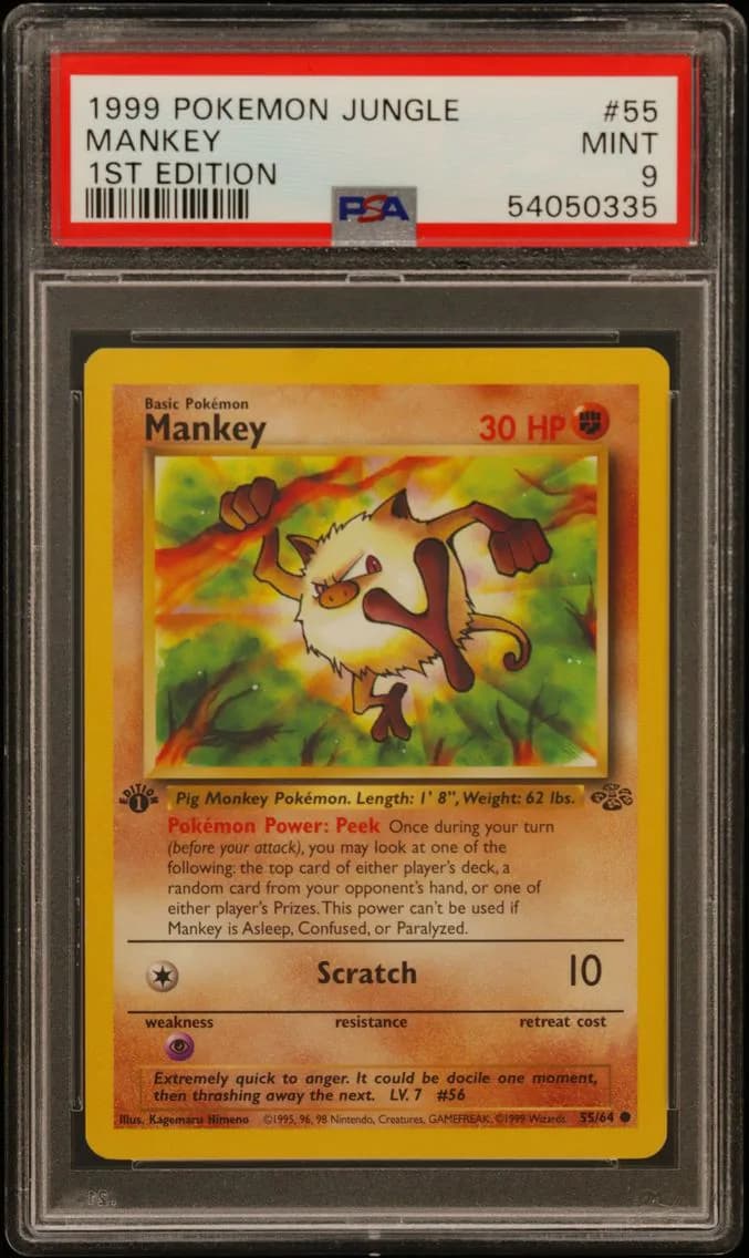 Mankey 1st Edition, Jungle, PSA 9