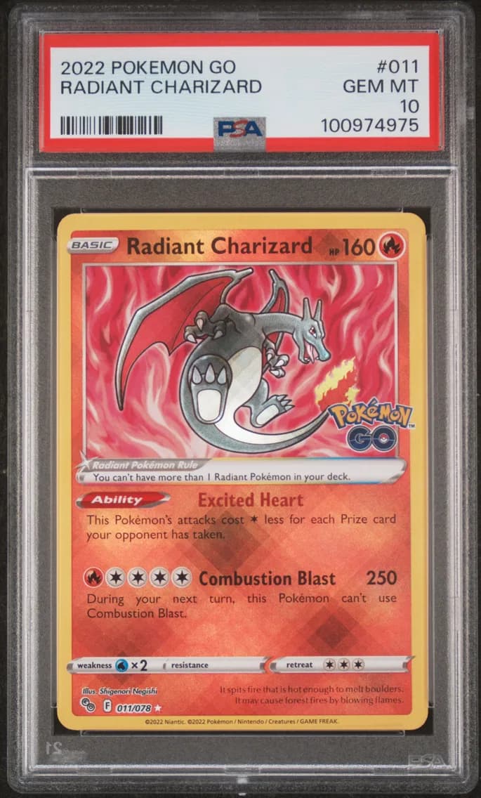 Radiant Charizard, Go, PSA 10
