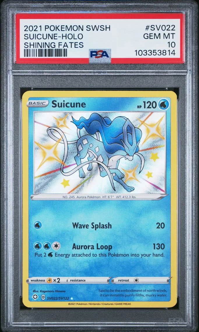 Suicune-Holo, Sword & Shield Shining Fates, PSA 10