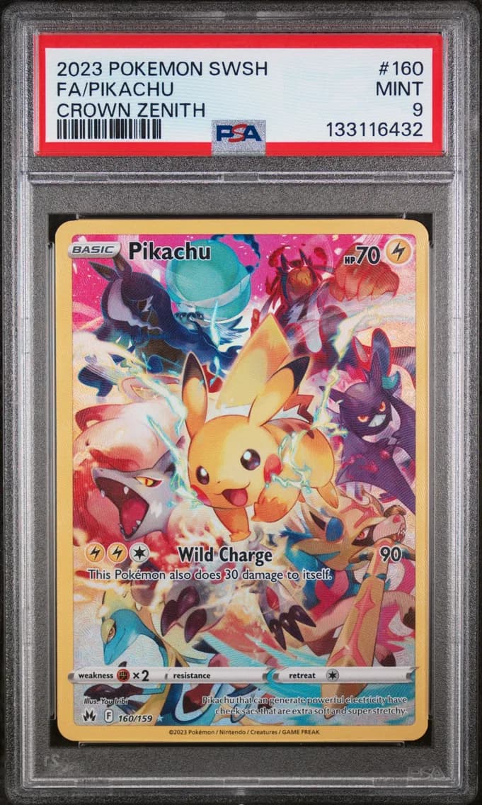 Pikachu, Sword and Shield Crown Zenith, PSA 9