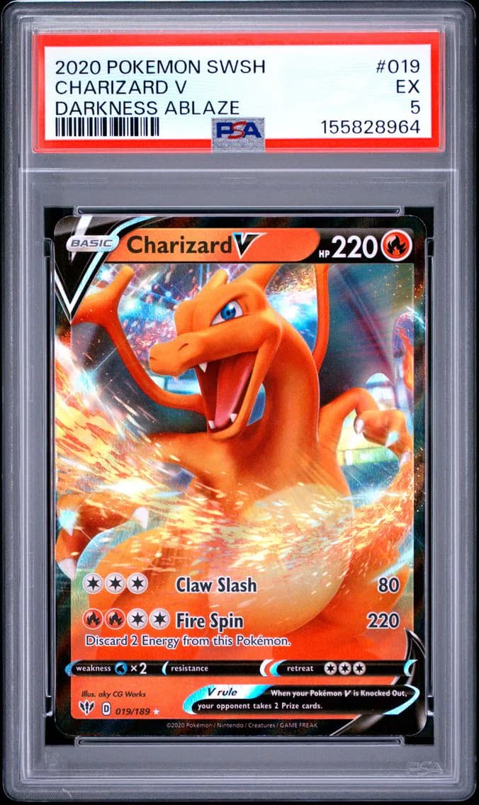 Charizard V, Sword & Shield Darkness Ablaze, PSA 5