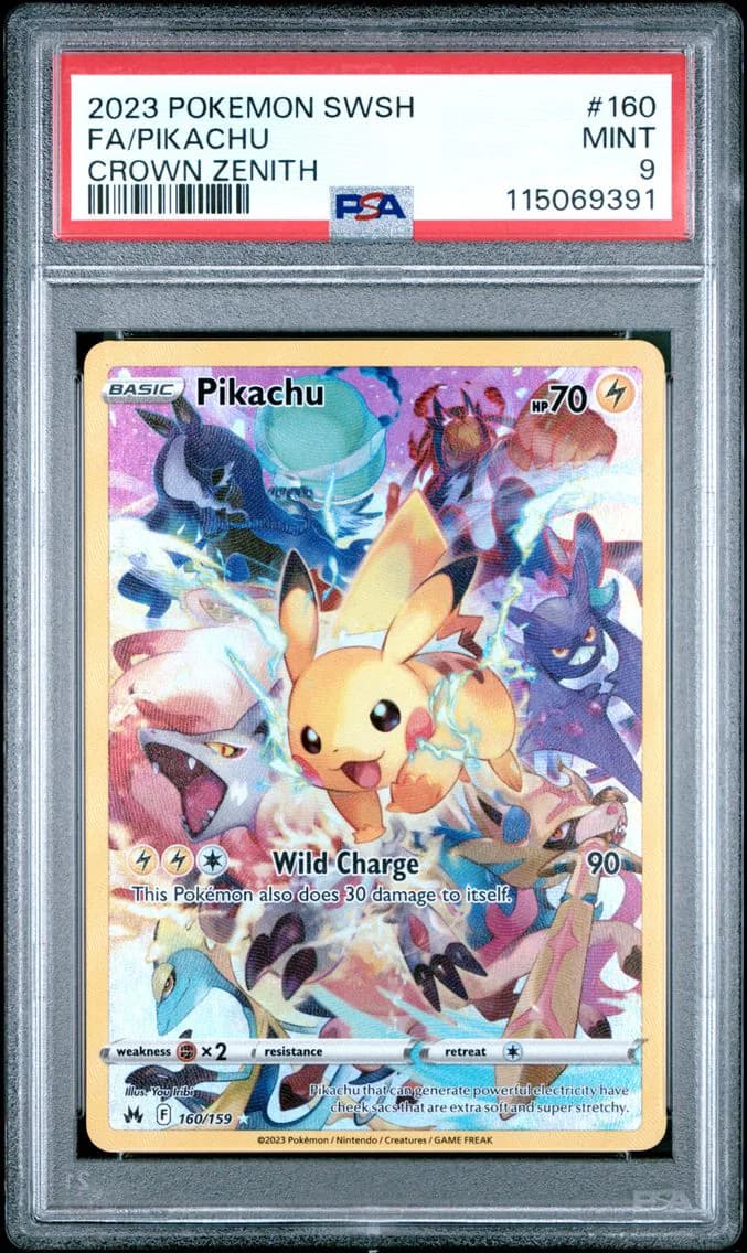 Pikachu, Sword and Shield Crown Zenith, PSA 9