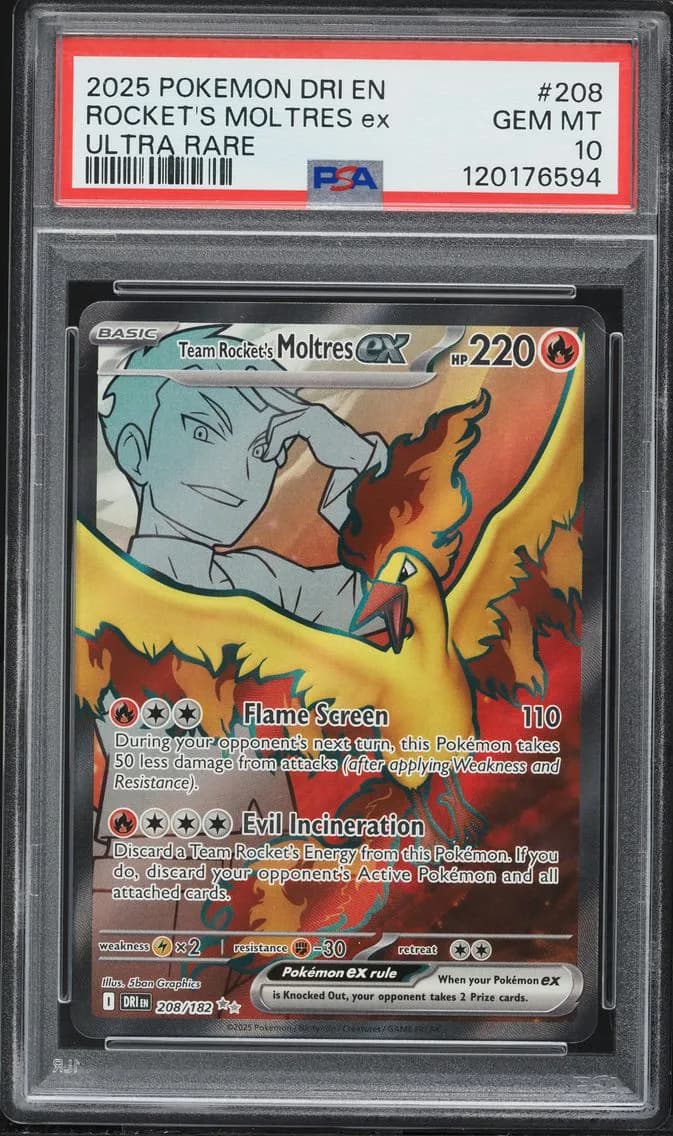 Team Rocket's Moltres EX, Destined Rivals, PSA 10
