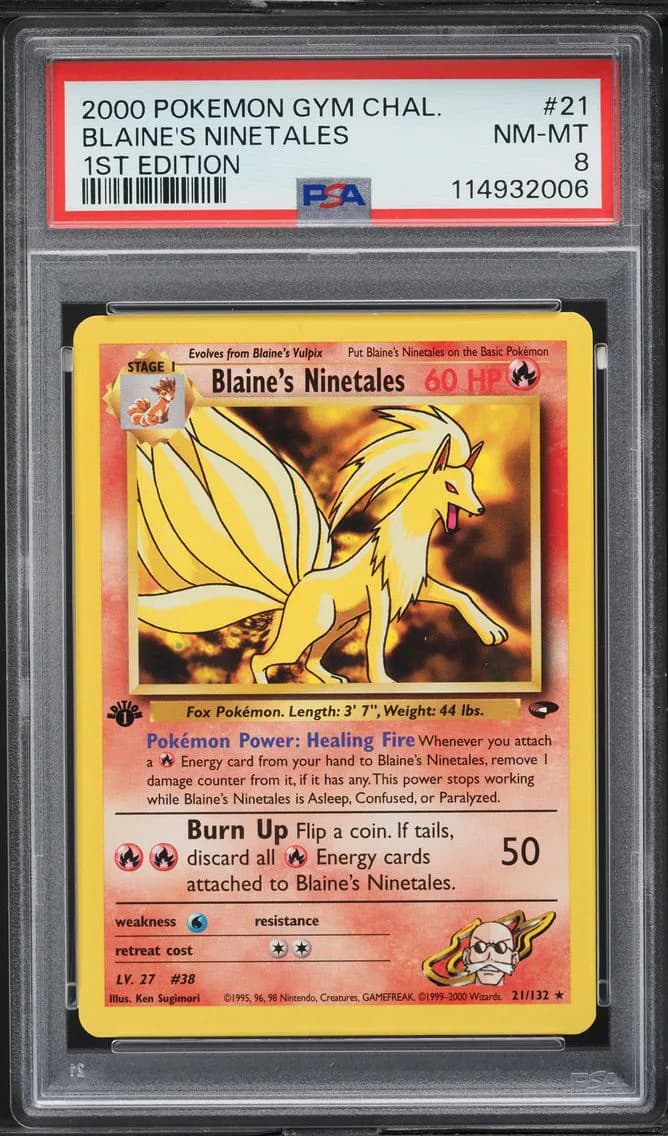 Blaine's Ninetales 1st Edition, Gym Challenge, PSA 8