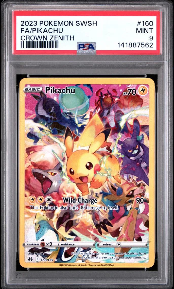 Pikachu, Sword and Shield Crown Zenith, PSA 9