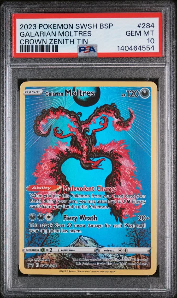 Galarian Moltres, Swsh Black Star Promo, PSA 10