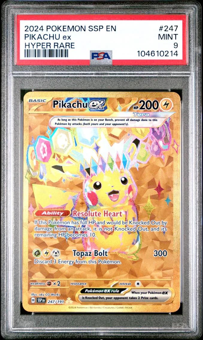 Pikachu EX, Surging Sparks, PSA 9