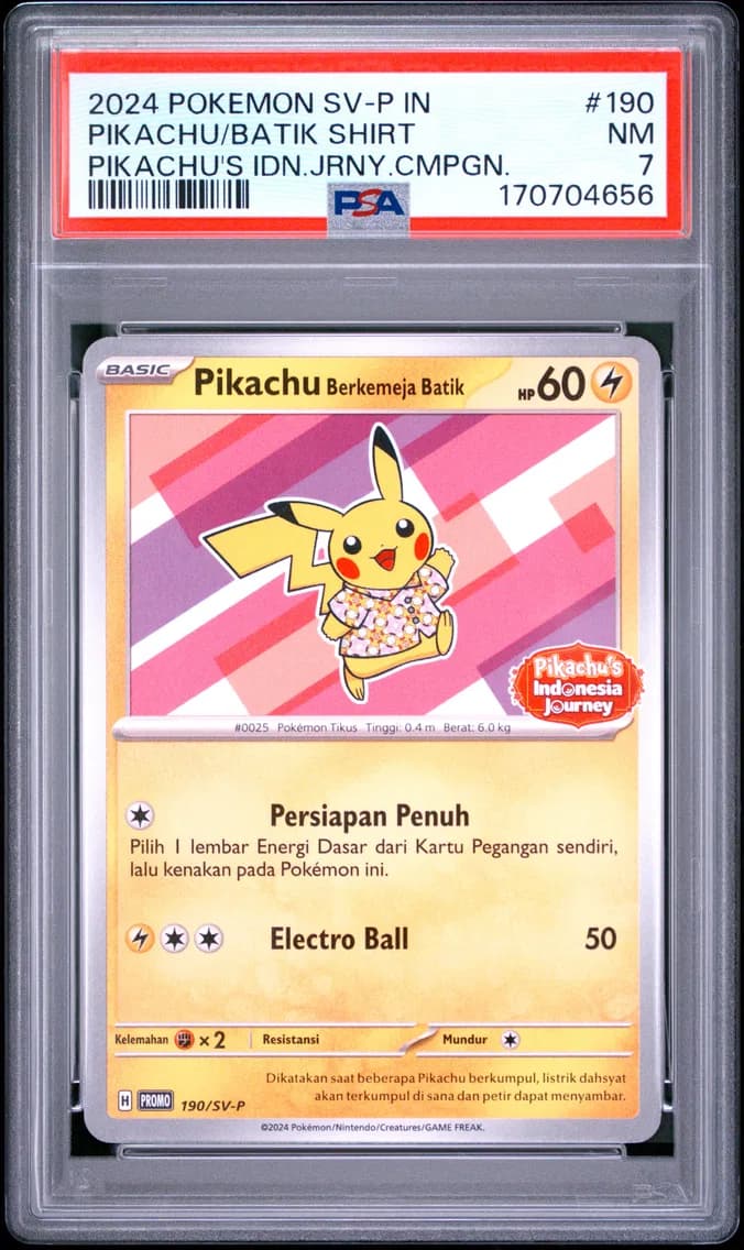 Pikachu in Batik Shirt, Indonesian SV-P Promo, PSA 7