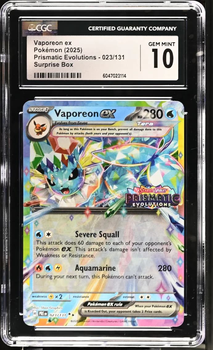 Vaporeon ex, Prismatic Evolutions, CGC 10