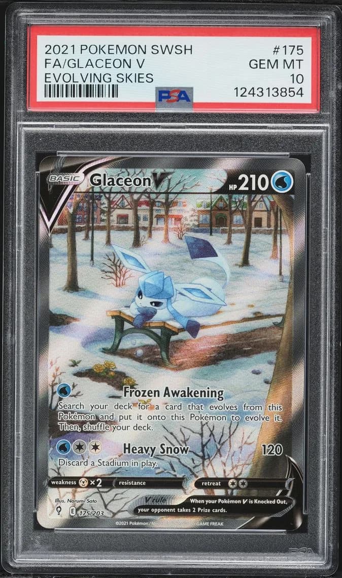 Glaceon V, Sword & Shield Evolving Skies, PSA 10