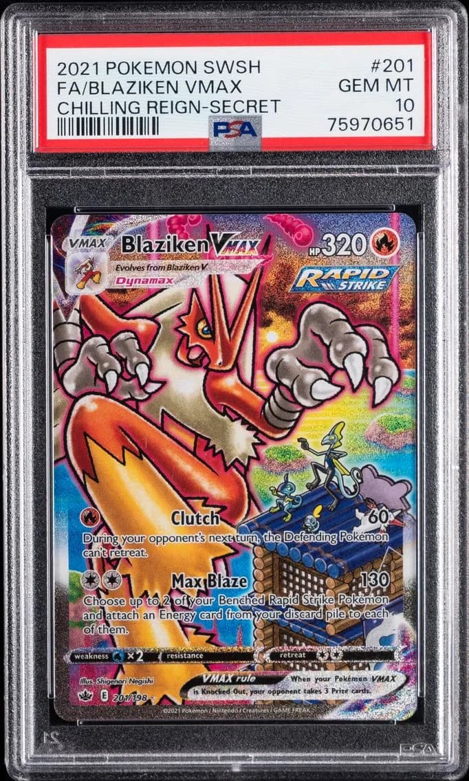 Blaziken VMAX, Sword & Shield Chilling Reign, PSA 10