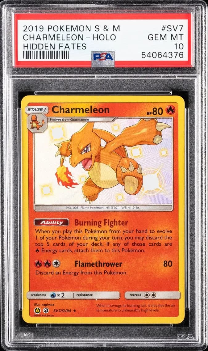 Charmeleon-Holo, Sun & Moon Hidden Fates, PSA 10