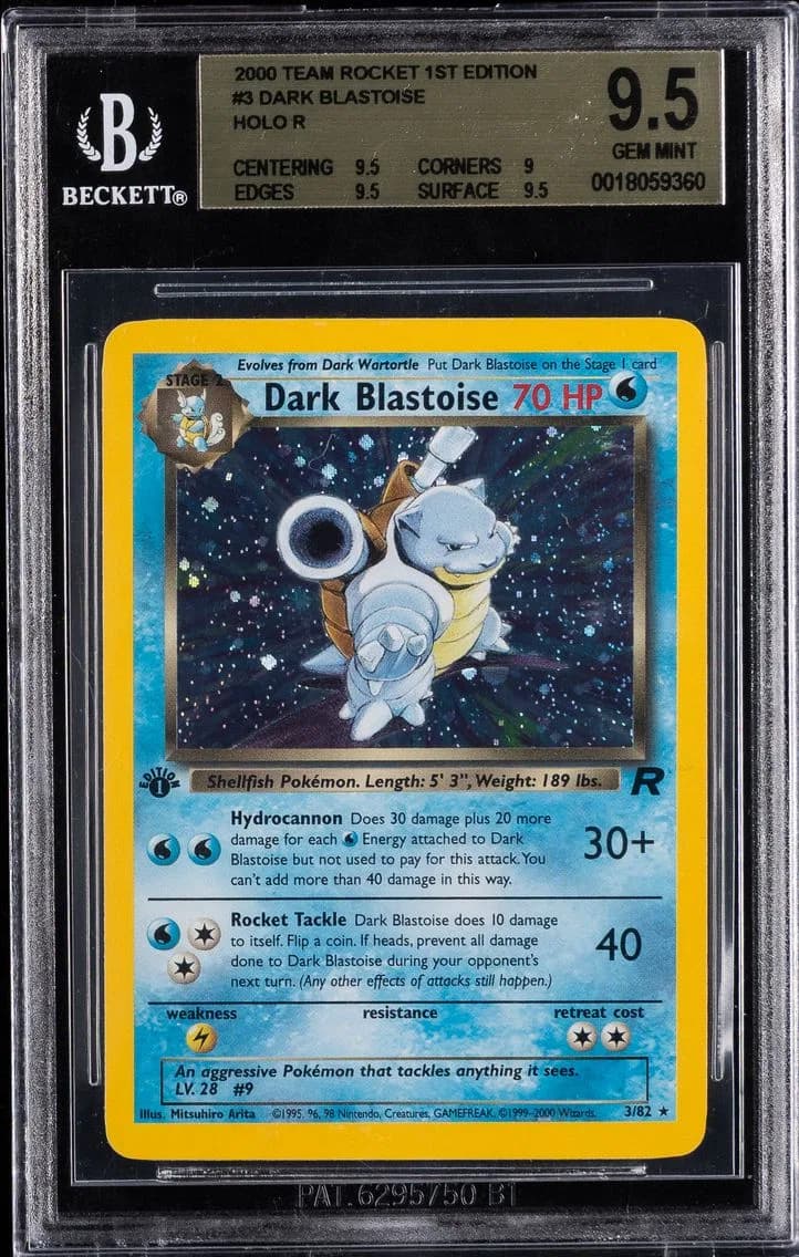 Dark Blastoise-Holo 1st Edition, Team Rocket 1st Edition, BGS 9.5