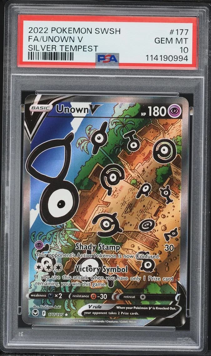 Unown V, Sword & Shield Silver Tempest, PSA 10