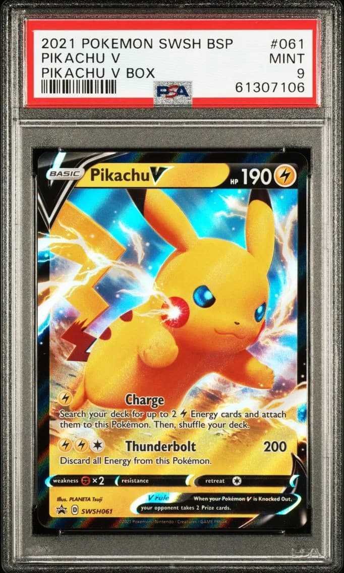 Pikachu V, Swsh Black Star Promo, PSA 9