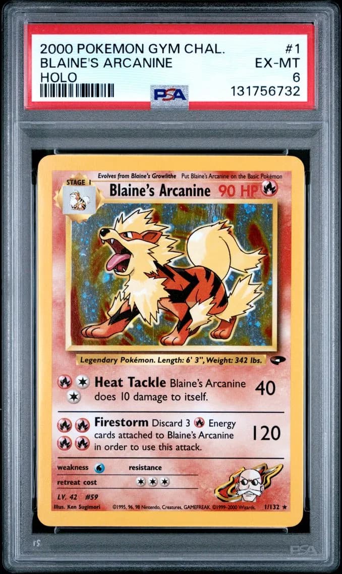 Blaine's Arcanine, Gym Challenge, PSA 6