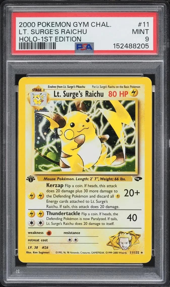 LT. Surge's Raichu, Gym Challenge, PSA 9