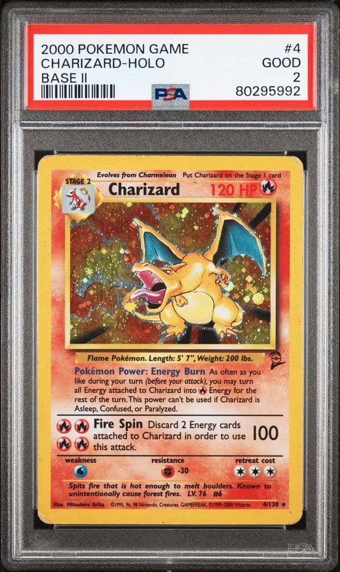 Charizard-Holo, Game Base II, PSA 2