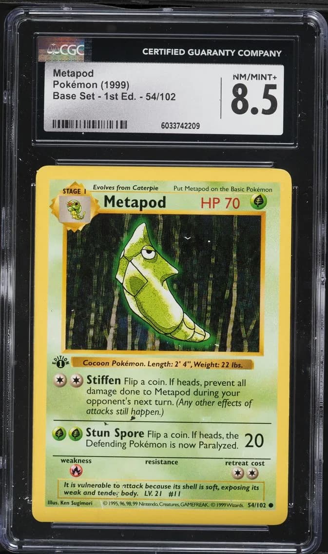 Metapod 1st Edition, Base Set - 1st Edition, CGC 8.5