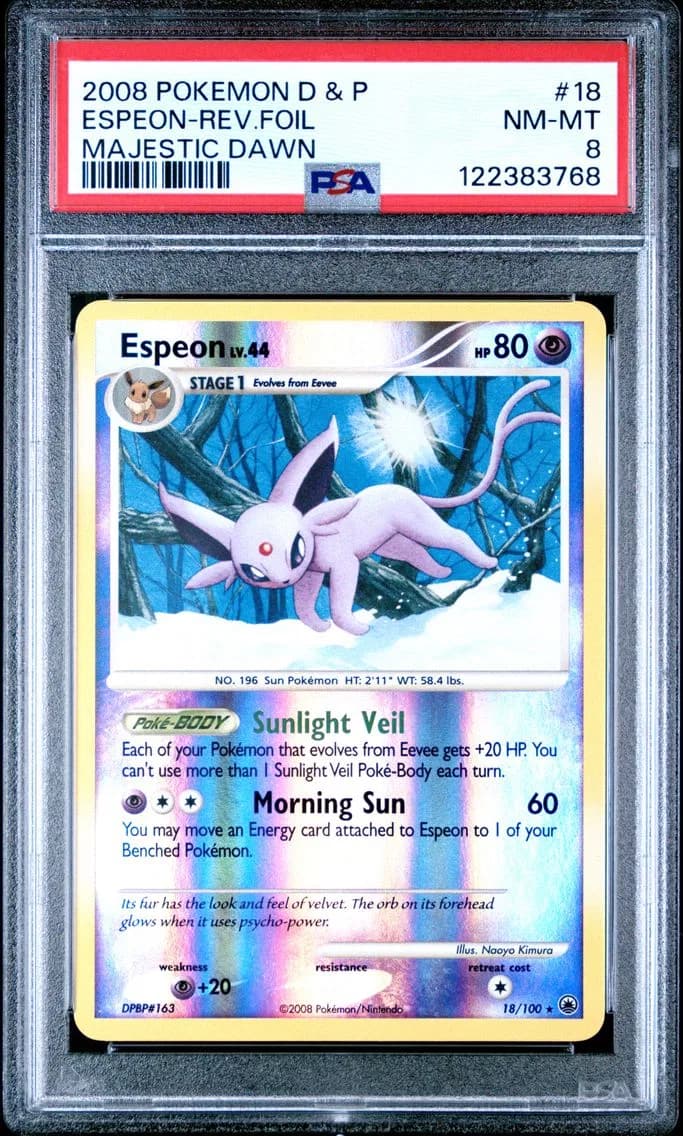 Espeon-Reverse Foil, Diamond & Pearl Majestic Dawn, PSA 8