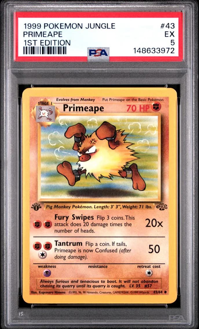 Primeape 1st Edition, Jungle, PSA 5