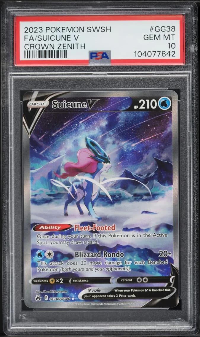 Suicune V, Sword and Shield Crown Zenith, PSA 10
