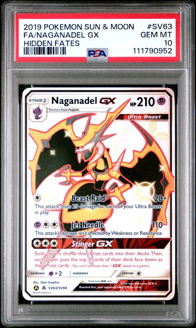 Naganadel GX, Sun & Moon Hidden Fates, PSA 10