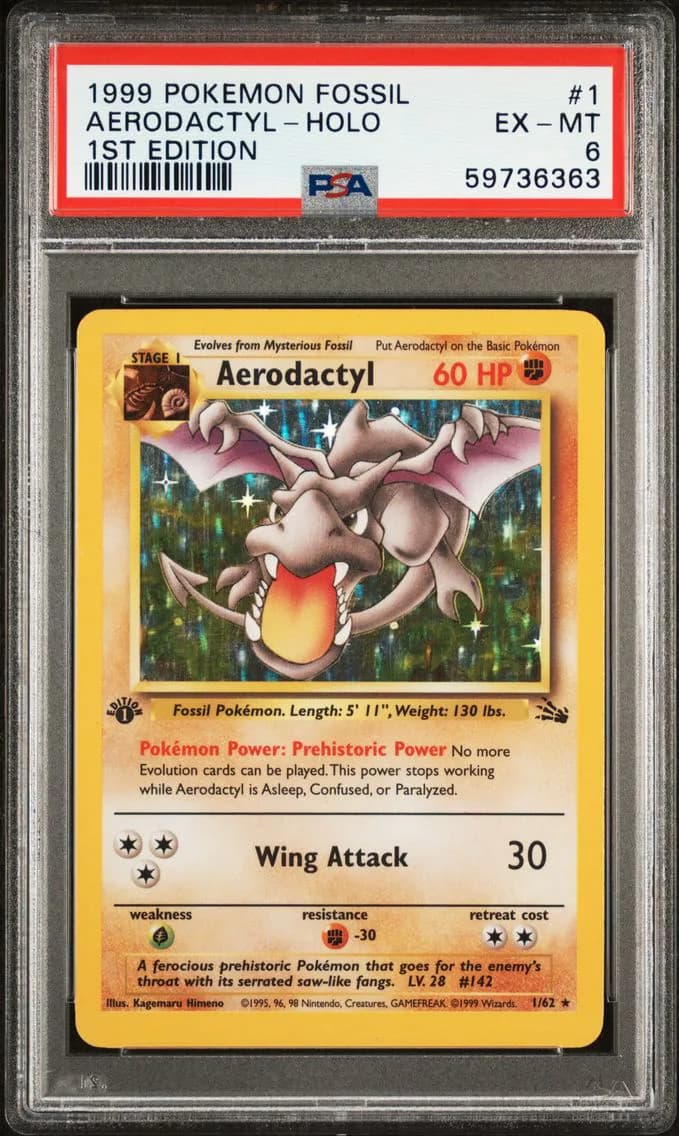 Aerodactyl-Holo 1st Edition, Fossil, PSA 6