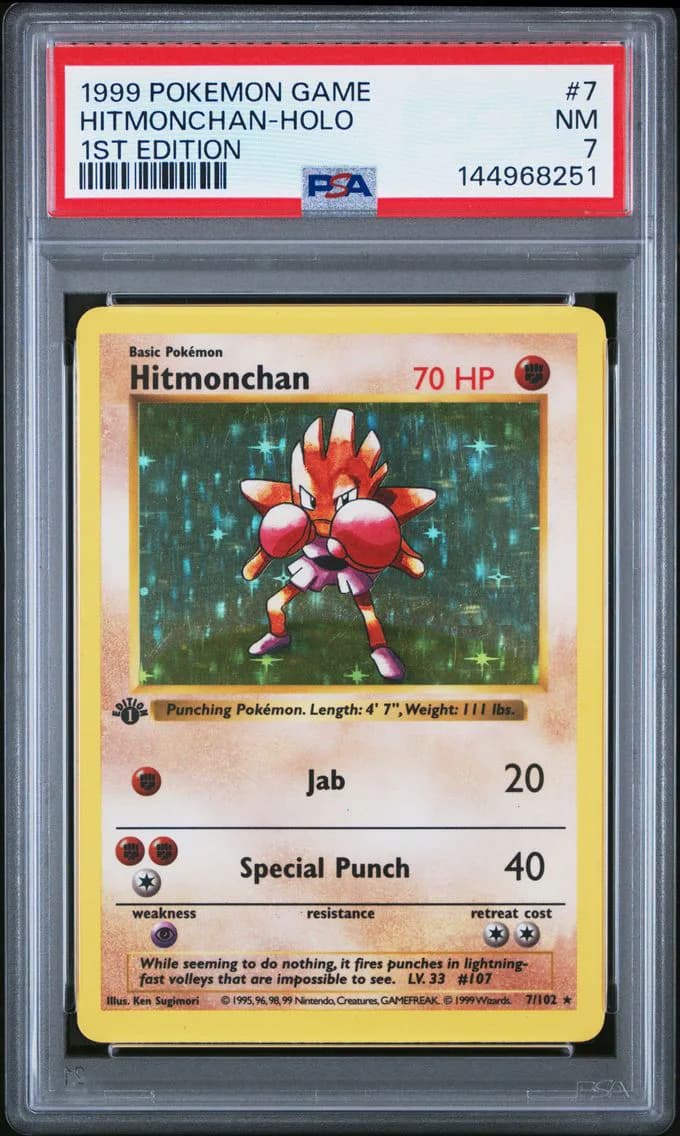 Hitmonchan-Holo 1st Edition, Game, PSA 7