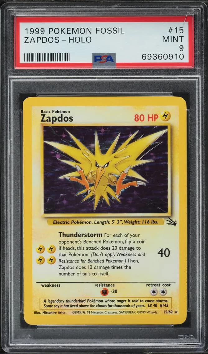 Fossil Holo Zapdos, Fossil, PSA 9