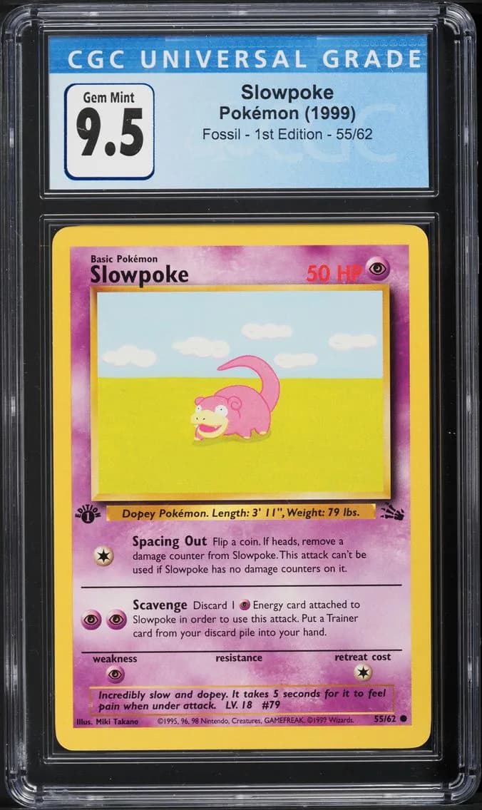 Slowpoke 1st Edition, Fossil - 1st Edition, CGC 10