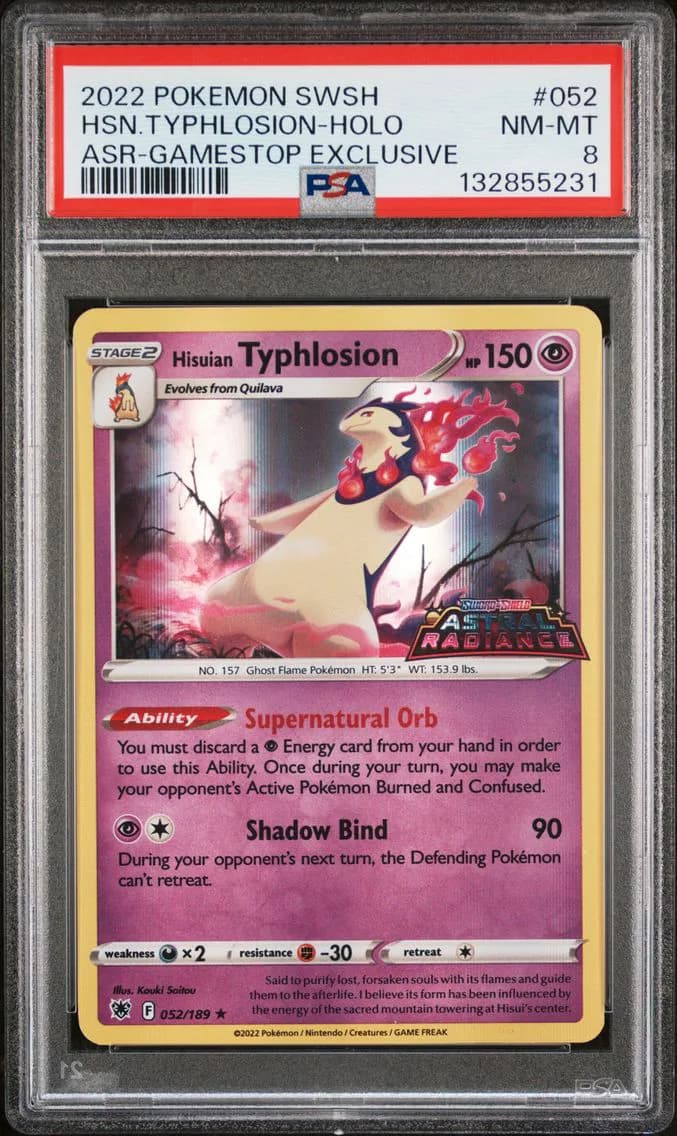 Hisuian Typhlosion-Holo, Sword & Shield Astral Radiance, PSA 8