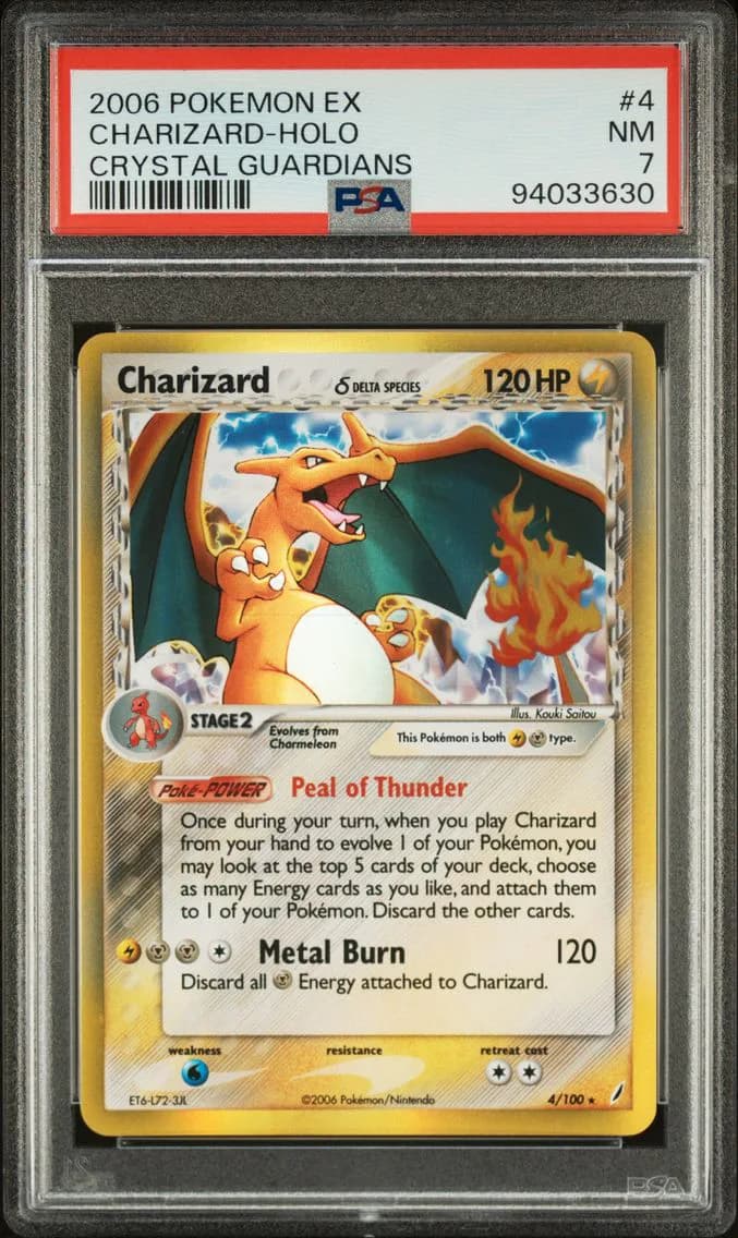 Charizard-Holo, EX Crystal Guardians, PSA 7