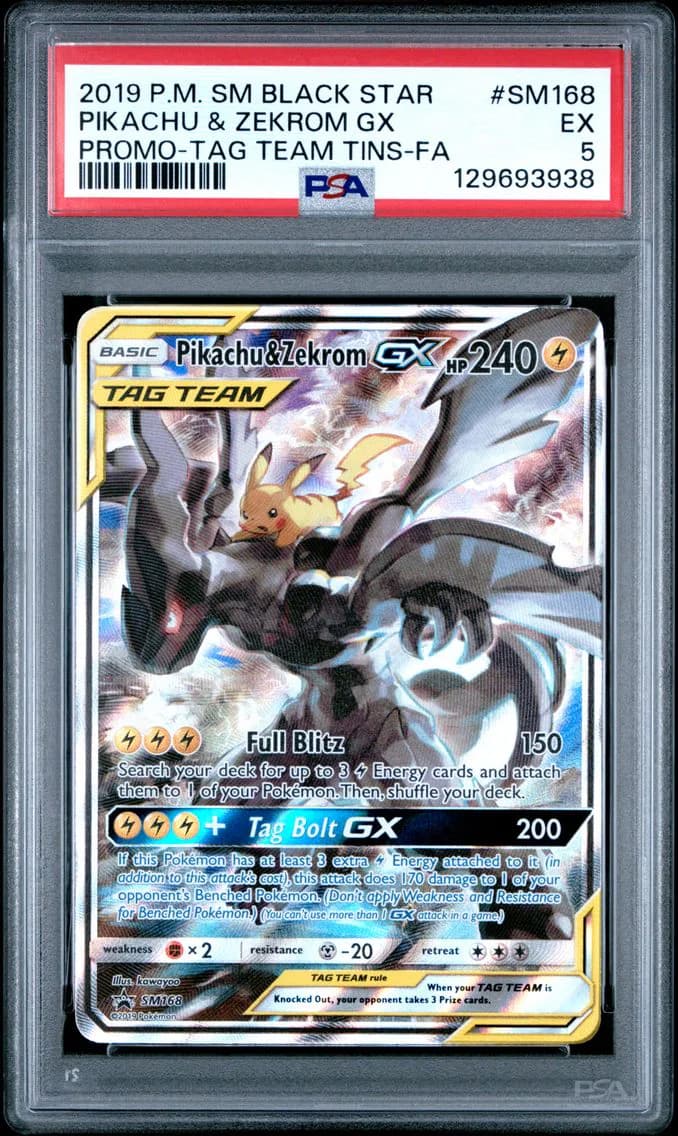 Pikachu & Zekrom GX, SM Black Star Promo, PSA 5