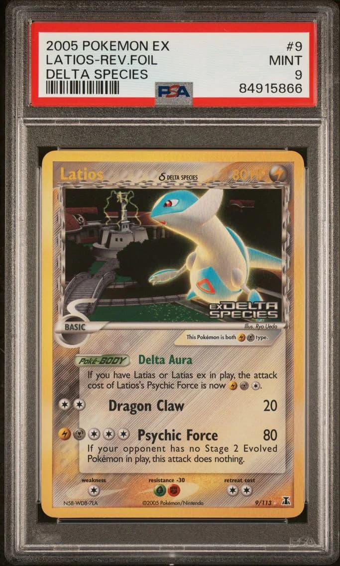Latios-Reverse Foil, EX Delta Species, PSA 9