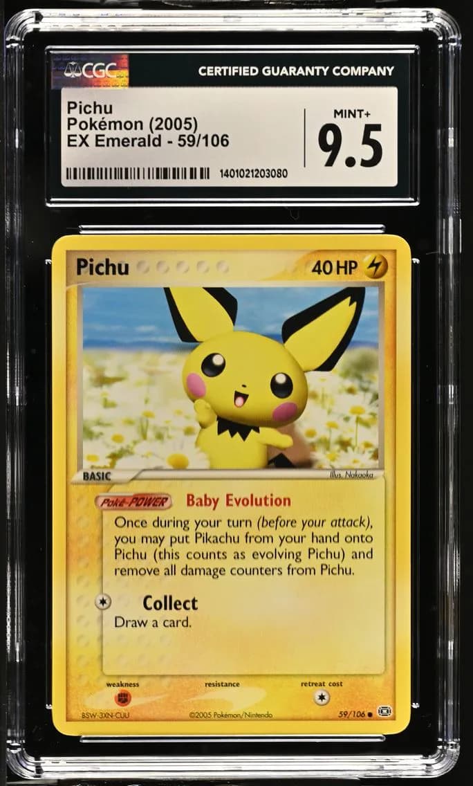 EX Emerald - English Pichu Common, EX Emerald, CGC 9.5