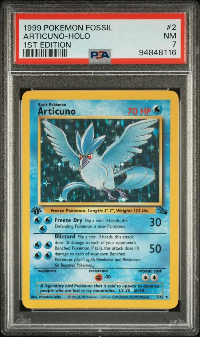Articuno-Holo 1st Edition, Fossil, PSA 7