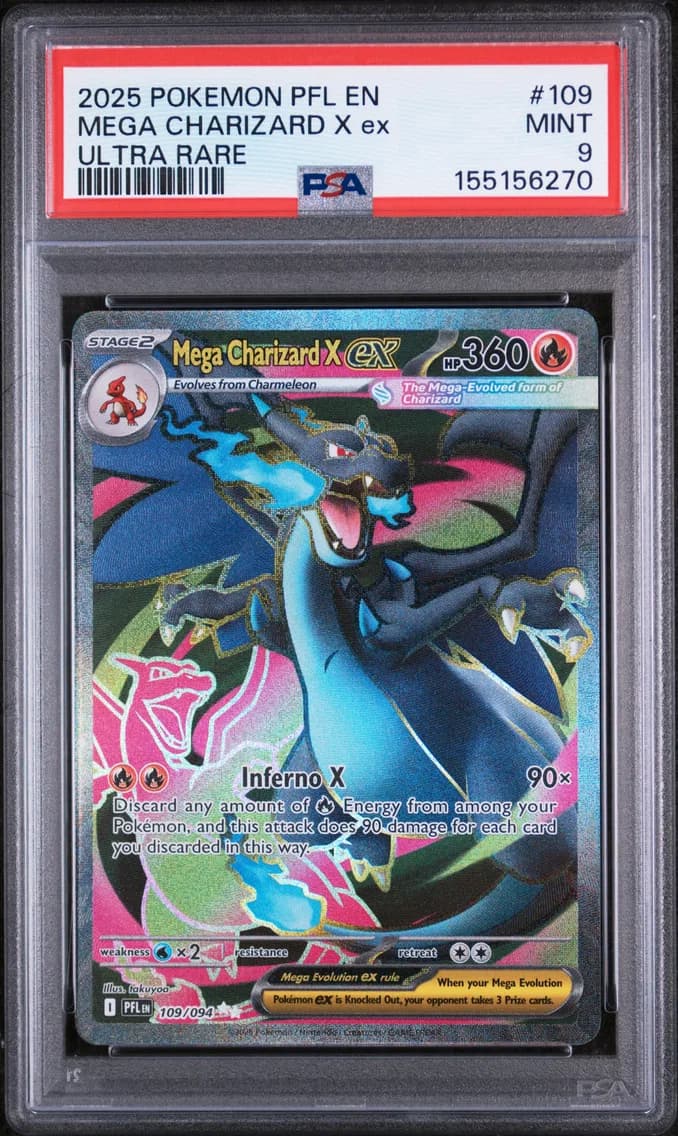 Mega Charizard X EX, Phantasmal Flames, PSA 9
