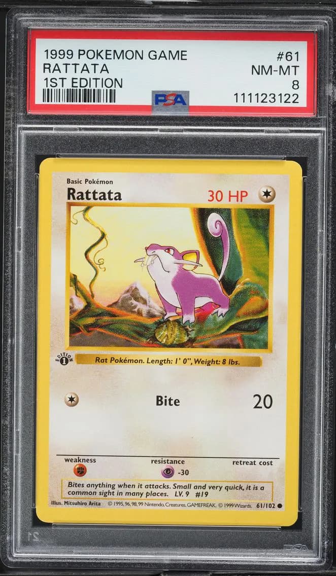 Rattata 1st Edition, Game, PSA 8